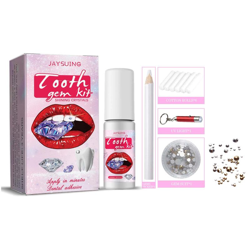 Tooth Kit Jaysuing Tooth Jewelry Shiny Sticker Spicy Girl Jewelry Easy to Remove and Install Crystal Dental Drill_voghion.com
