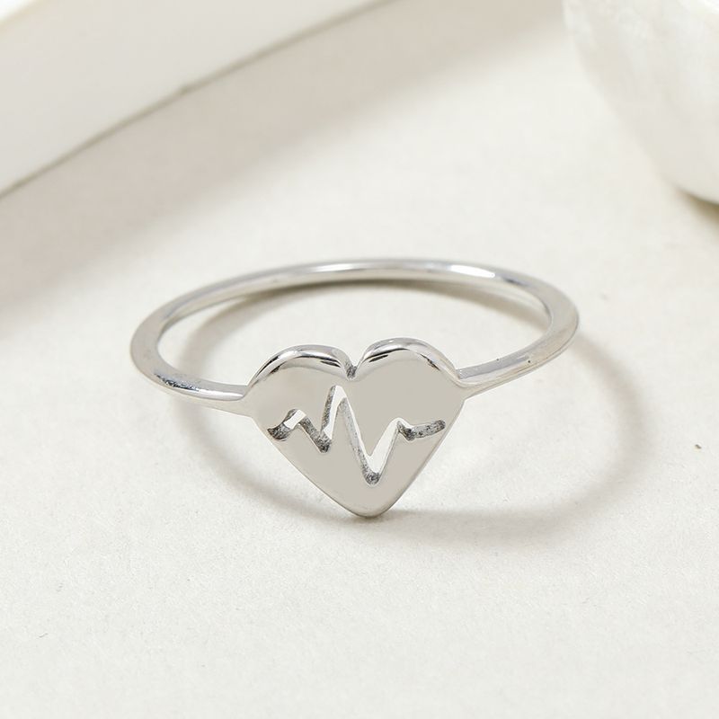 Fashionable Love Stainless Steel Female Non fading ECG, Couple Ring, Versatile Personalized Handicraft Factory_voghion.com