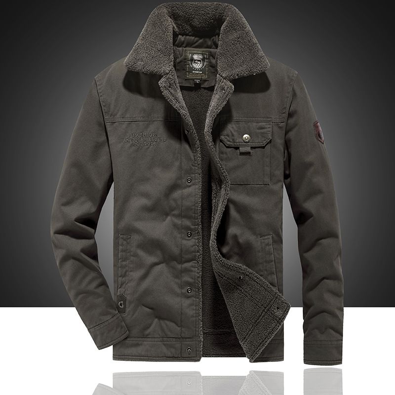 Men's Clothing plus velvet cotton coat men's short loose large size casual lapel cotton coat thick warm coat men's jacket_voghion.com