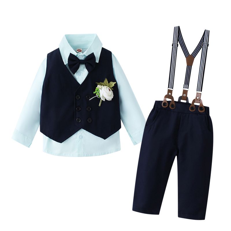Ropa de bebé, camisa de manga larga, chaleco, ramillete, vestido de boda de varias piezas para niños, ropa de rendimiento_voghion.com