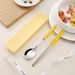 Wheat Straw Stainless Steel Portable Tableware Chopsticks Spoon Fork Three-Piece Set For Students Adults Travel Canteen_voghion.com