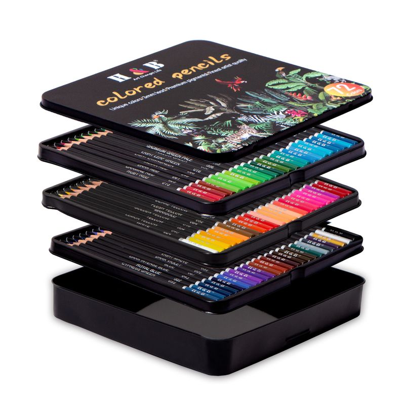 H&B Professional Oil-Based Colored Pencils Set - 72/120 Colors For Artists, Students & Adults - Vibrant & Smooth Drawing, Sketching & Coloring_voghion.com