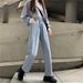 Lose weite Jeans für Damen im Herbst, koreanische Version, hoch taillierte Freizeithose für Studenten, gerades Bein und ein Gefühl_voghion.com