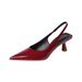 623-1 Wine Red Pointed Toe Mid-Heel New Style Shallow Mouth Simple Hollow Back Strap Backless Single Shoes For Women_voghion.com