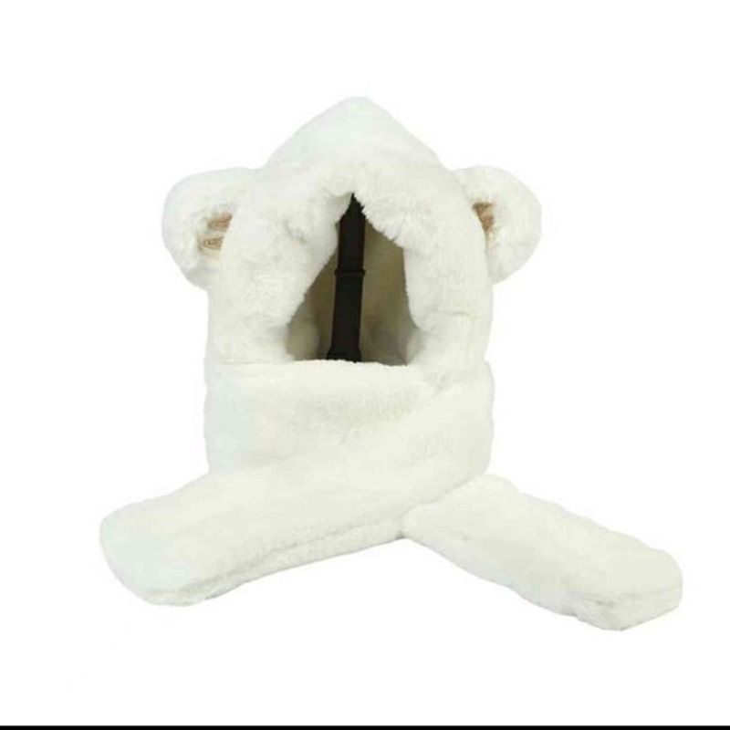 Hats Sets Scarves Winter Fur Cap Snow Hat Christmas Gift Cute Girl Versatile Scarf Integrated Warm Gloves Bib Three_voghion.com