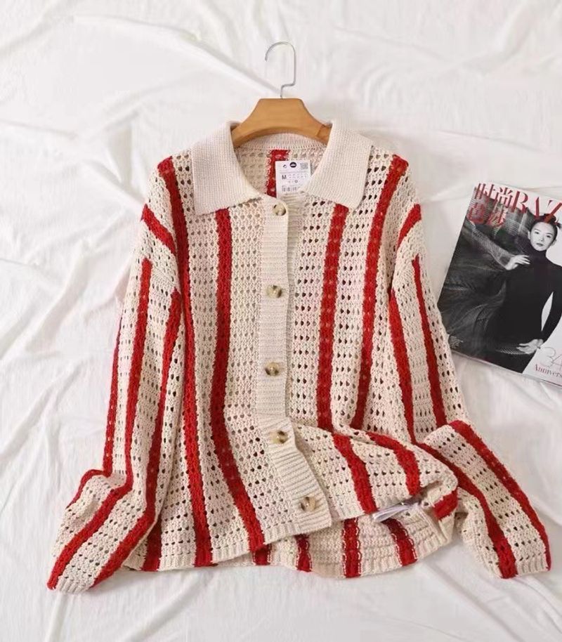 men's Clothing Patchwork Contrast Knit Cardigan Lapel Collar Niche Design Sweater Men's Jacket Versatile Sweater Men_voghion.com