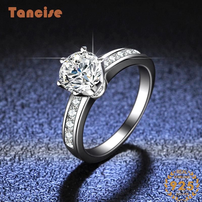 Tancise Classic Moissanite hopea sormus naisten korut häälupaus juhlalahja_voghion.com