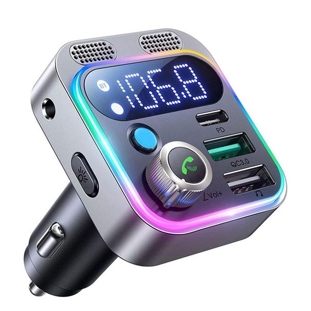 Bluetooth FM Transmitter Car Radio With Dual Microphone For Hands-Free Calls Without Cable MP3 Support Fast Charging_voghion.com
