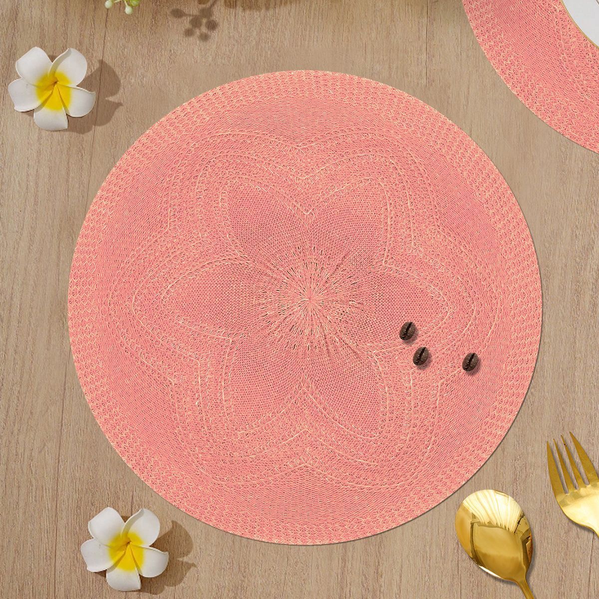 Double-Layer Sunflower Woven Placemat – Heatproof & Water-Resistant Round Table Decor – Modern Minimalist Style For Home, Parties_voghion.com
