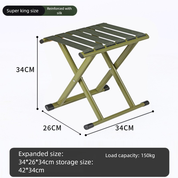 Tragbarer kleiner Mazha-Hocker, Präzisionsgefertigt, Militärtraining, Klappbar, Verdickte Rückenlehne, Trainingsstuhl für Outdoor-Aktivitäten, Angelstuhl_voghion.com