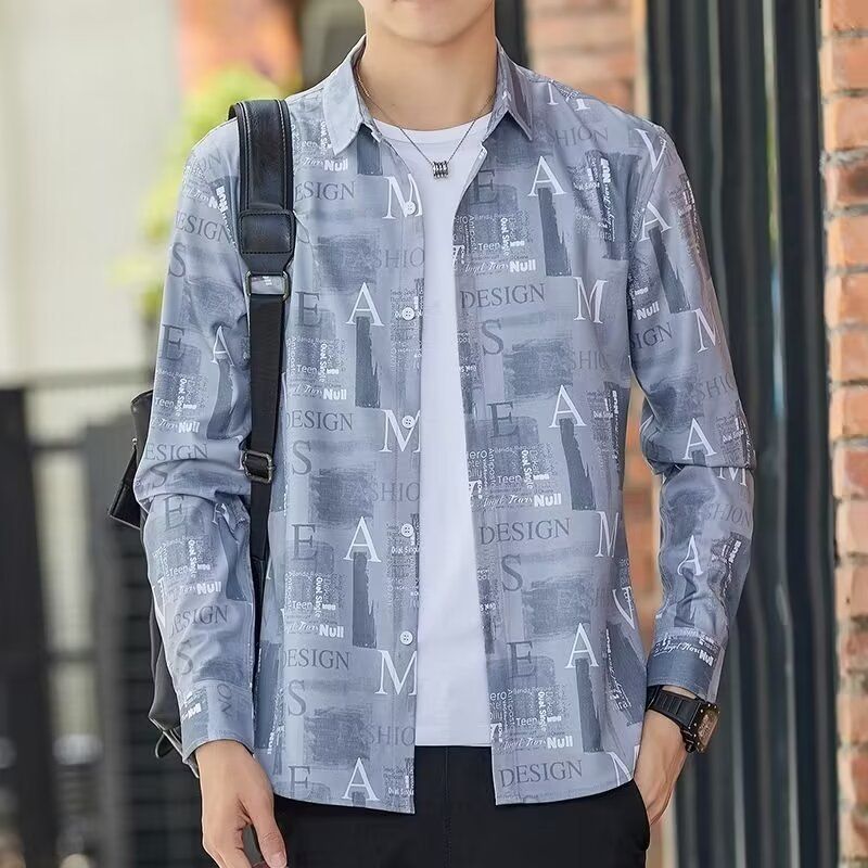 New Spring and Autumn Long sleeved Shirts for Boys, Loose Trendy Plaid Work Shirts, High end Feeling, Pi Shuai, Denim Coat_voghion.com