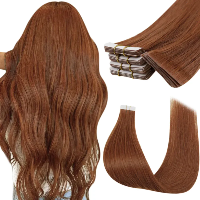 LaaVoo Invisible Injection Tape Hair Extension Brazilian Virgin Human Seamless High Quality_voghion.com