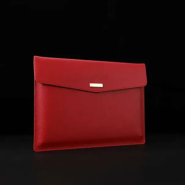 Leather File Folder Large Capacity Document Bag Business Briefcase Magnetic Button Waterproof Laptop Cases Office_voghion.com