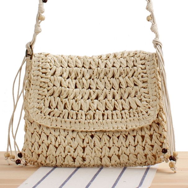Damentaschen Einteiliges Drop Shipping Neue Art Style Style Mode Urlaub Kleine Tasche Flip Crossbody Papiergewebte Tasche Fan Flower Woven Bag_voghion.com