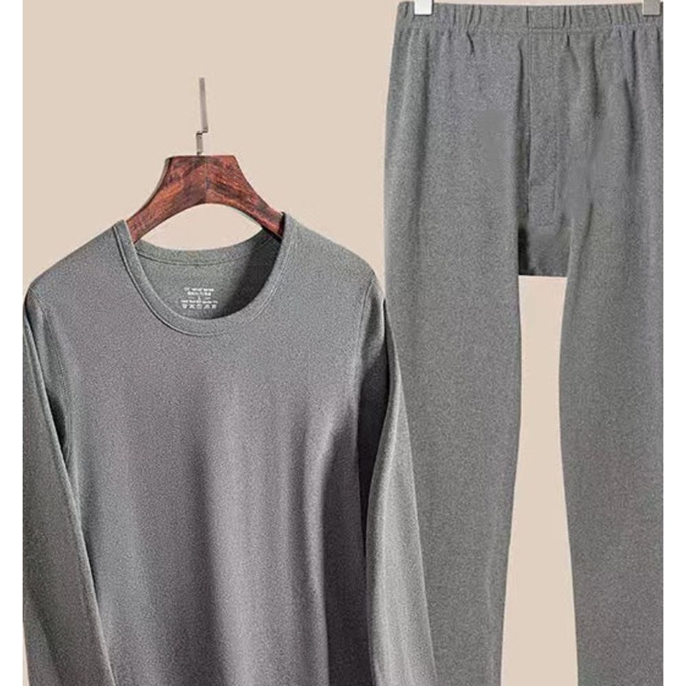 Fløjlstermisk undertøj til vintermidaldrende mænd, anti-kold vind høj elasticitet sæt, tøj, efterårsbukser, base_voghion.com