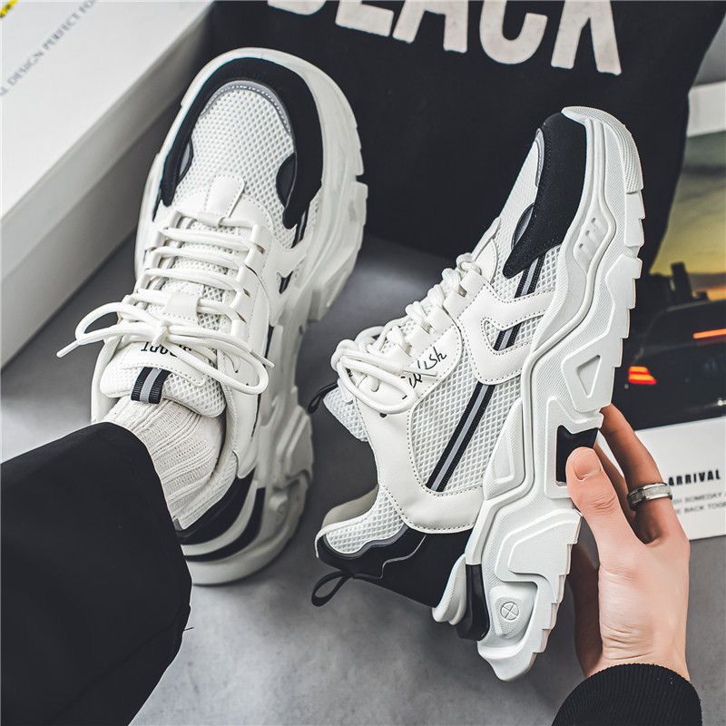 Men's Shoes Summer Breathable New Style Trend All-match Youth Sports Leisure Thick Bottom Heightening Little White Dad Shoes_voghion.com