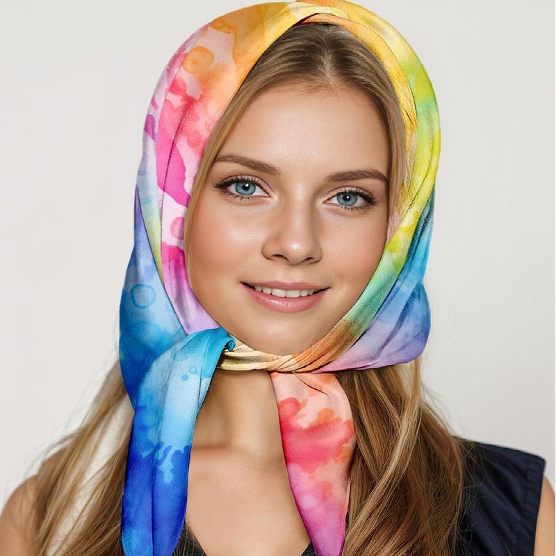 Silk Women's Square Thin Versatile Decorative Shawl Scarf Printed Headscarf_voghion.com