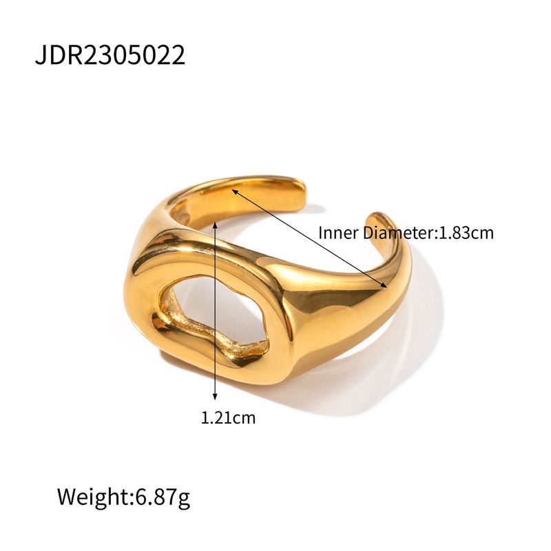 Goldfarbener Edelstahlring mit offenem Design, hohl und lichtecht, modischer Damenring aus Titanstahl_voghion.com