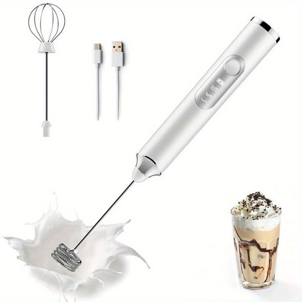 2pcs Handheld 3Speed Frother Milk Cappu Milk Adjustable For With Handheld Frother Set USBRechargeable Stainless One Of S; Whisk_voghion.com