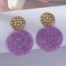 Dopamine Colorful Raffia Round Woven Sweet Elegant High-end Earrings Jewelry For Women_voghion.com