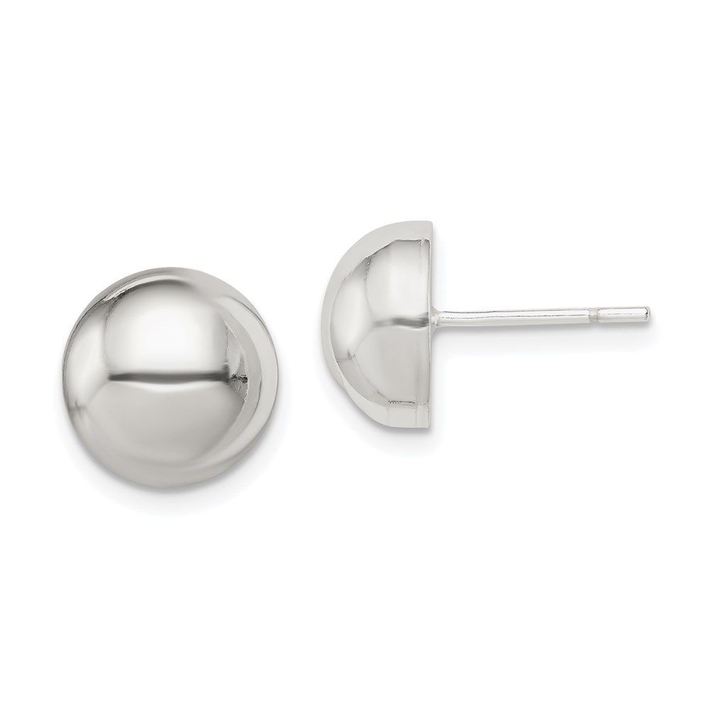 Sterling Silver Polished 10mm Button Earrings_voghion.com