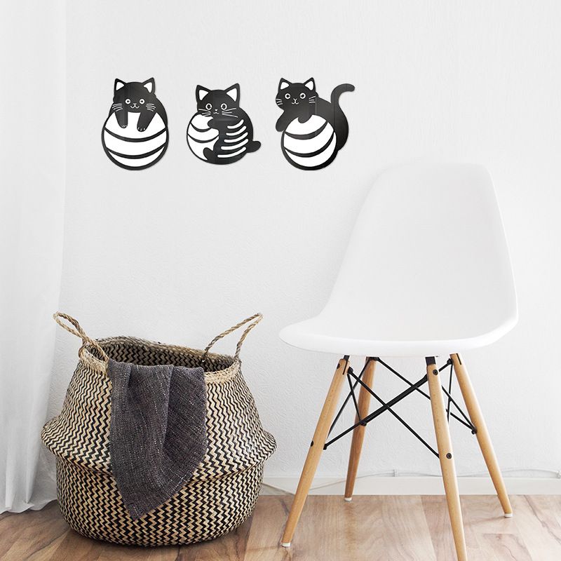 Acrylic Stickers Art Silhouette Cartoon Three Cats Self Adhesive Bedroom Living Room Fashion Decoration Wall Painting_voghion.com