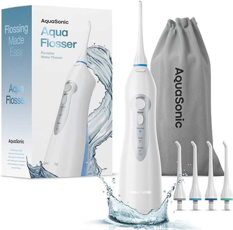 Aquasonic Aqua Professional Şarj Edilebilir Su Diş İpi 4 Uçlu Ağız Duşu 3 Modlu_voghion.com