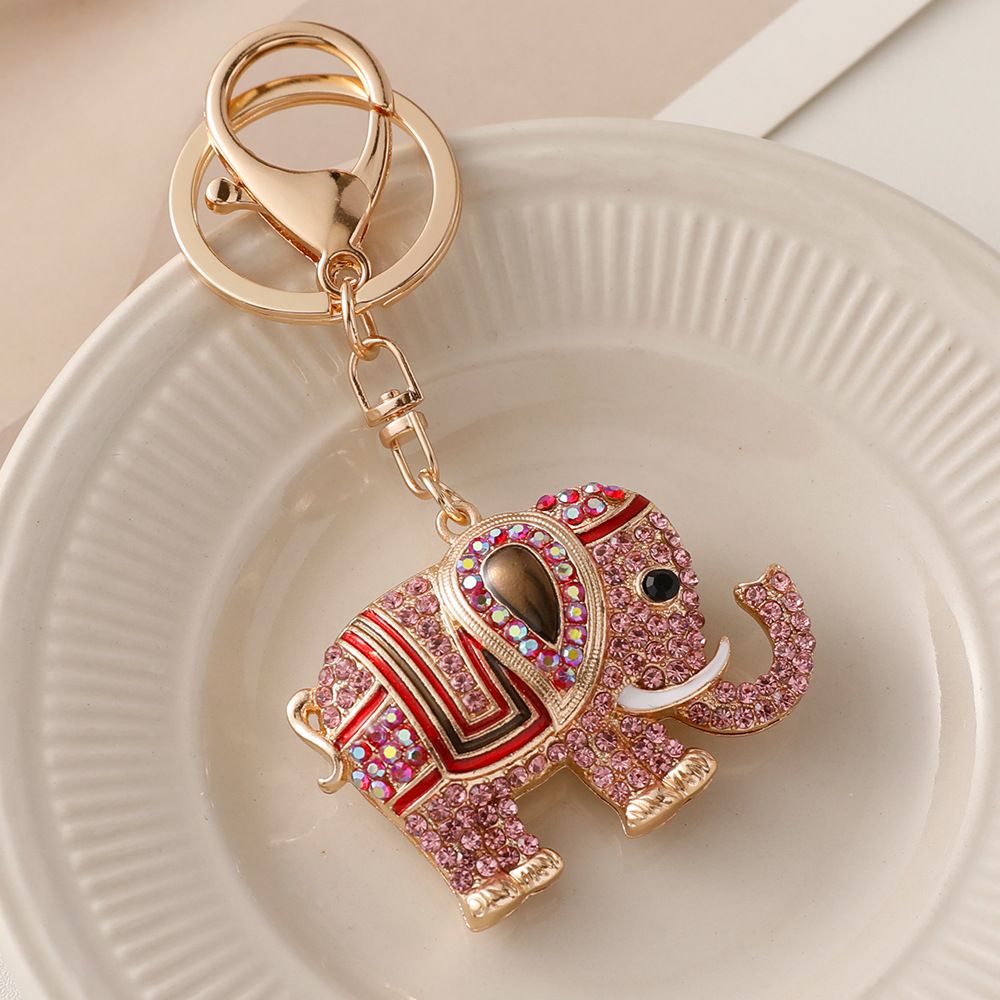 Portachiavi per auto in lega intarsiata con elefante tailandese colorato Yiwu, piccolo ciondolo regalo_voghion.com