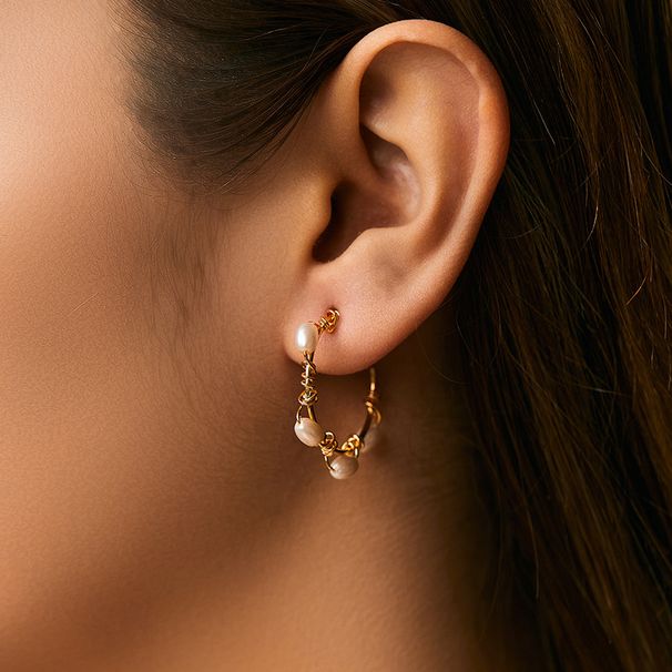 Koper vergulde K echt goud C-vormige atmosferische persoonlijkheid oorbellen milieuvriendelijke kleur handgewonden parel ontwerp niche temperament oorbellen_voghion.com