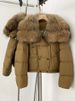 Women's Winter Fox Fur Trim Short Down Jacket With Luxury Faux Fur Collar, Thickened Casual Parka Coat For Fashion & Warmth_voghion.com