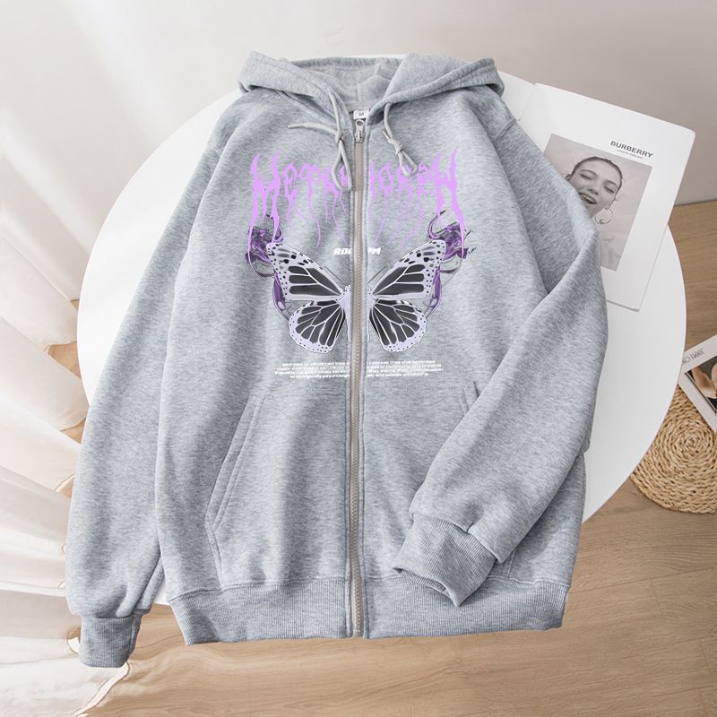 Ny förförisk trendig koftajacka med dragkedja för fjäril, cool casual luvtröja för män_voghion.com
