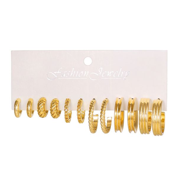 6-piece Set Of C-shaped Earrings For Women, Vintage Acrylic Ear Rings And Studs, Simple Earring Set_voghion.com