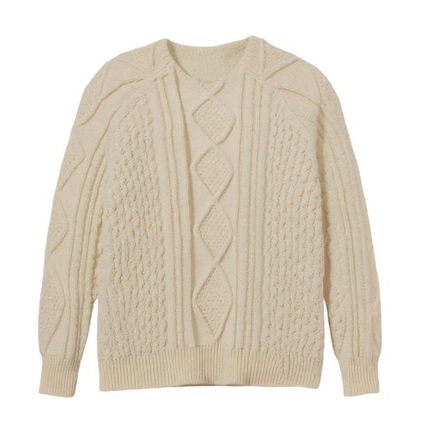 Herren-Zopfmusterpullover – Klassischer Aran-Arbeitspullover in Beige (S-XXL) – Vintage-inspiriertes strukturiertes wollähnliches Garn_voghion.com