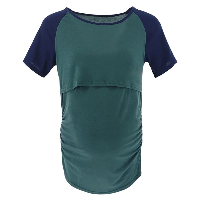 Premoma dress, contrasting raglan sleeves, invisible cross breastfeeding T-shirt_voghion.com