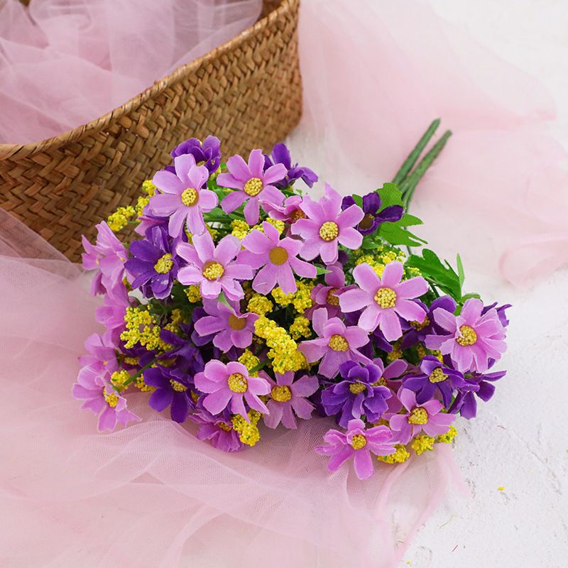 Orchids, small daisies, 7-pronged artificial flowers, decorative flowers, silk flowers, artificial flowers, small fresh plastic flowers_voghion.com