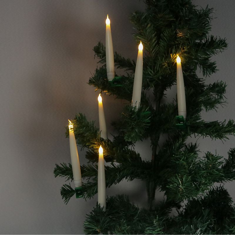 Candela a palo lungo transfrontaliero con clip, decorazione natalizia di Halloween, albero di Natale, candela a palo lungo con clip in cera_voghion.com