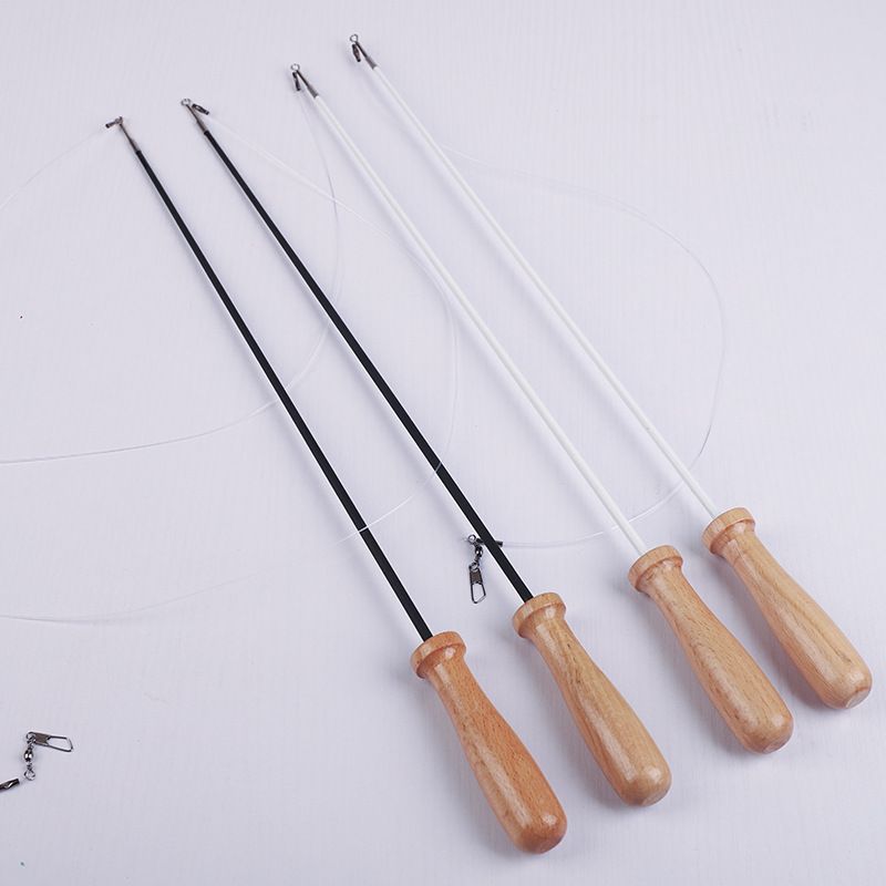 Two-Section Wooden Handle Telescopic Cat Teaser Wand Feather Fish Replacement Head_voghion.com