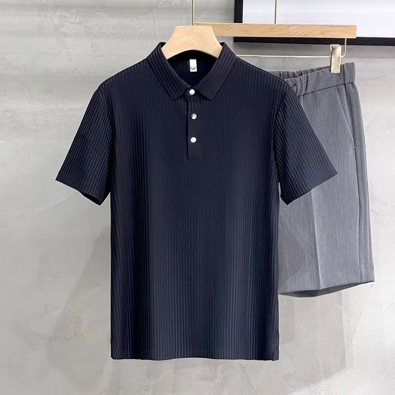 Herrenbekleidung Poloshirt Revers Ice Silk Kurzarm Herren Business Slim Casual Arbeitskleidung T-Shirt_voghion.com