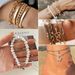 17IF 18-25 pezzi (confezione da 6) set di braccialetti in oro boho per donna, braccialetti impilabili, robusti e delicati, catena regolabile, polsino piatto, ciondolo punk cubano, gioielli_voghion.com