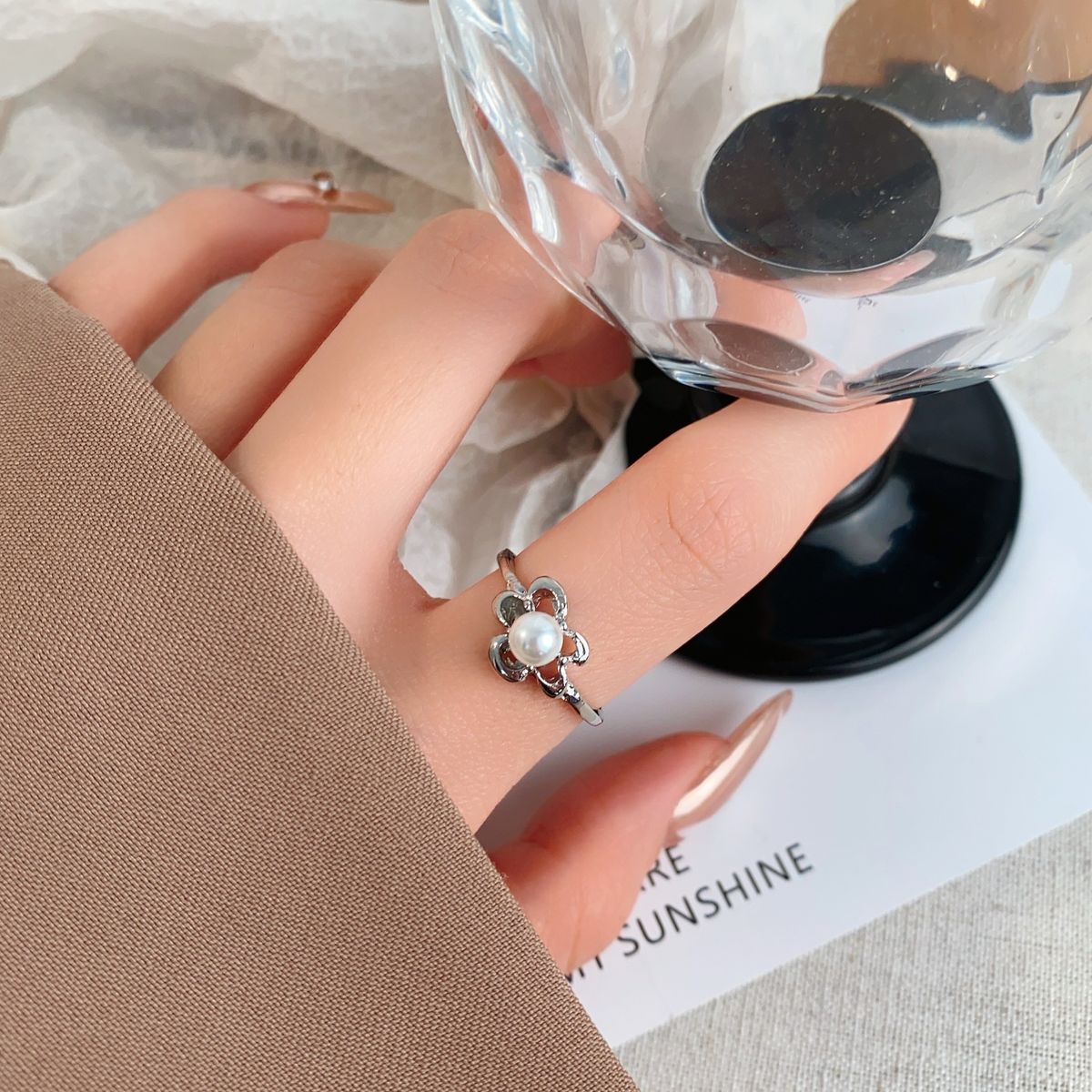 New Fashionable Simple Drip Oil Flower Open Small And Sweet, Versatile, Finger Ring, High End Design, Ring Trend_voghion.com