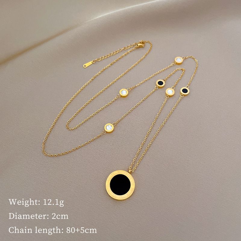 [Full Body Titanium Steel] Roman Black Double-sided Temperament, Extremely Simple Personality, Real Gold Women's Ins_voghion.com