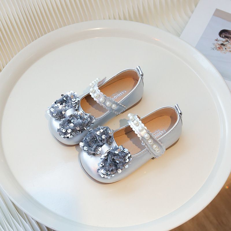Kinderschoenen Meisjes leren schoenen Parel pailletten Strik prinsessenschoenen Lente en herfst Nieuwe stijlen voor meisjes Prinsessen stijl Kleine leren schoenen_voghion.com
