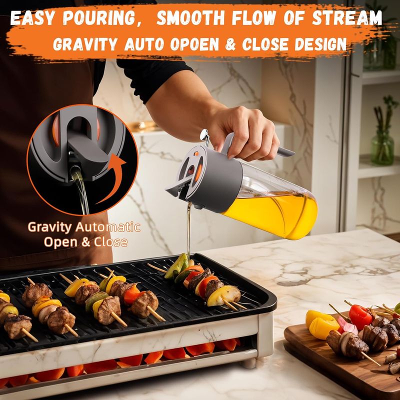 choiceness 500ml Glass Oil Sprayer - 2-in-1 Continuous Spray Bottle_voghion.com