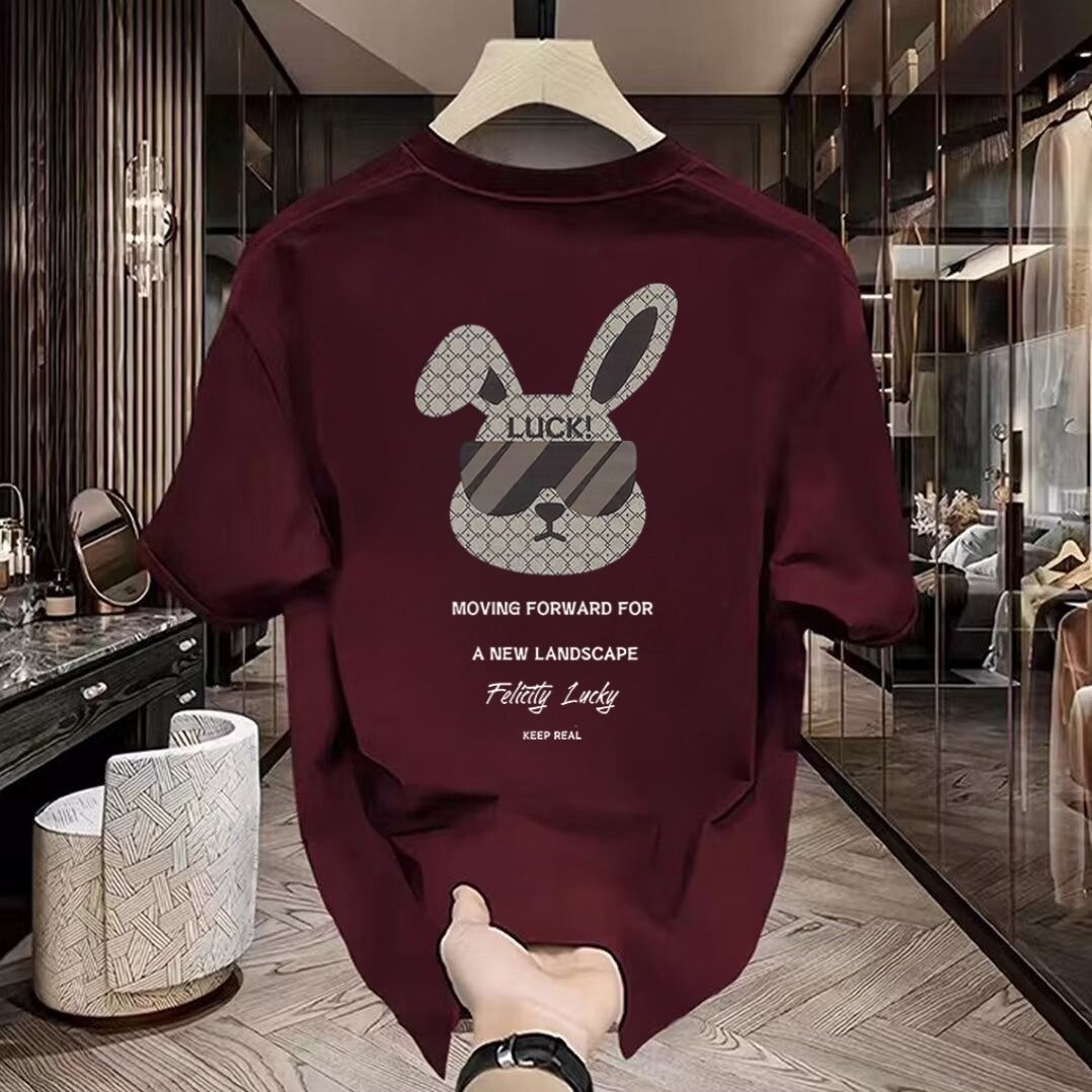 Kurzarm-T-Shirt für Herren, Sommer 2024, trendiger Cartoon-Print, vielseitiges, halbärmeliges High-End-Basishemd aus reiner Baumwolle, hautfreundlich und atmungsaktiv_voghion.com