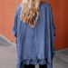 Women's Clothing Denim Cape Jacket With Flounce Hem – Stylish Batwing Sleeve Open Front Cardigan For Fall_voghion.com