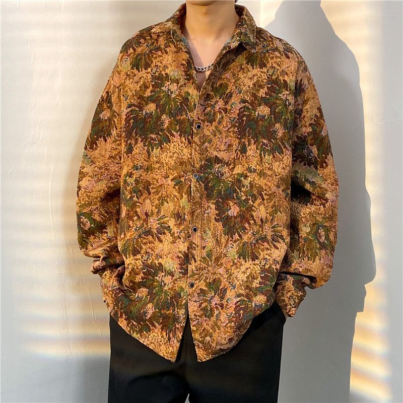 Herrenhemden und -jacken, beliebte garngefärbte Jacquard-Reversjacken für den Herbst, trendige und vielseitige, lockere Smokingoberteile_voghion.com
