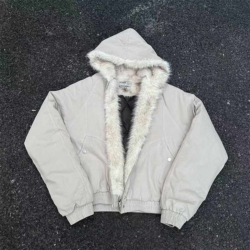 Giacca parka invernale da uomo con cappuccio e finiture in pelliccia sintetica - Stile streetwear, caldo cappotto foderato in pile per outfit casual_voghion.com