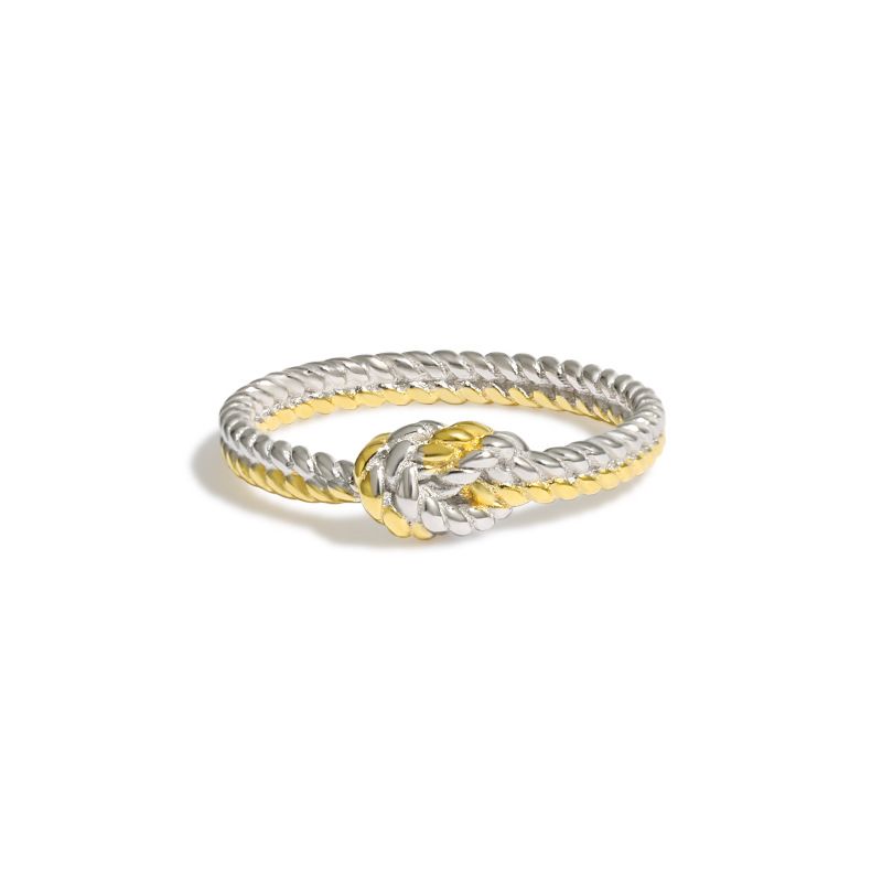 Anello da donna in argento sterling con nodo intrecciato, anello geometrico minimalista, per donne, taglia 5 6 7 8 9 10 11_voghion.com