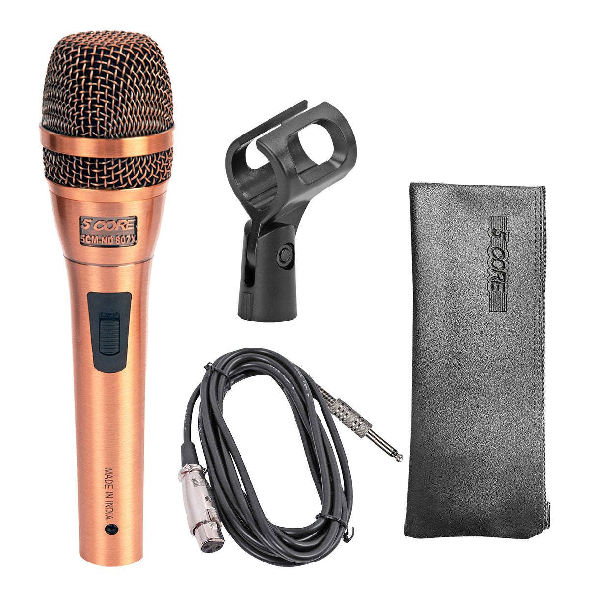 5 CORE Professional Dynamic Vocal Microphone Neodymium Cardioid Unidirectional Handheld Mic for Singing Karaoke Steel Mesh Grille Metal Body With ON O_voghion.com