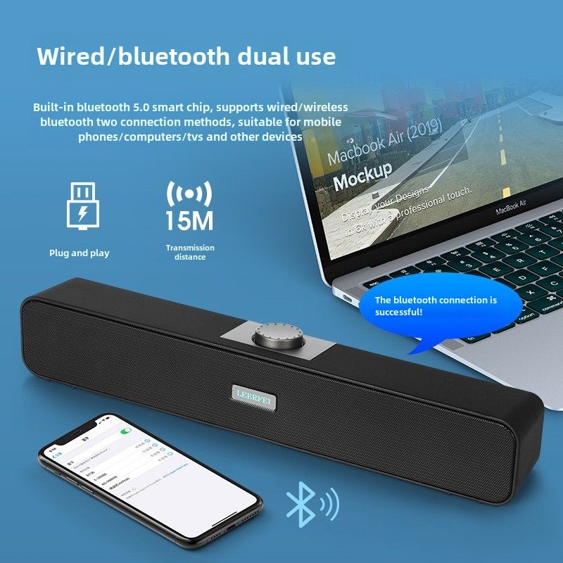 350BS Wired Desktop All-in-One Strip Sound Blaster Sound Bar Speaker, Laptop USB Bluetooth Speaker_voghion.com